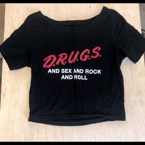 “Sex Drug & Rock N” Roll” crop T-shirt